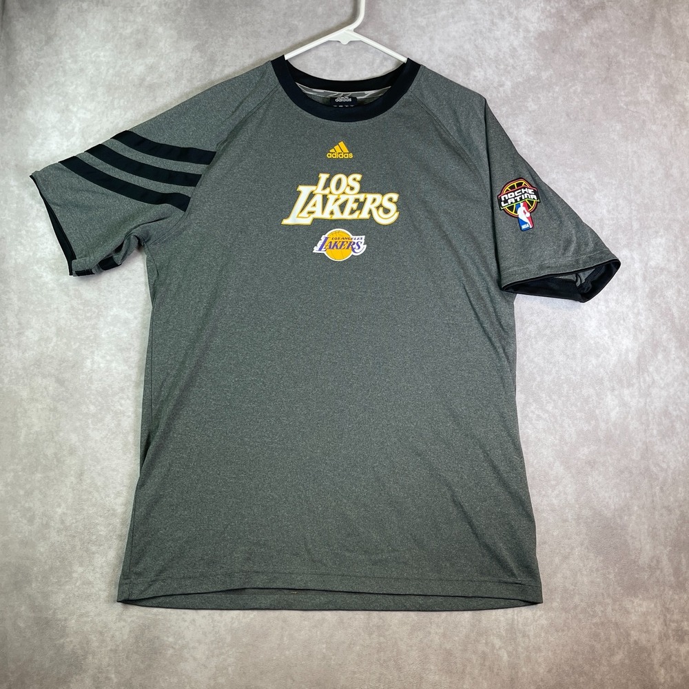 Adidas Los Angeles Lakers Jersey Shirt Adult Large Gray Noche Latina NBA Stretch
